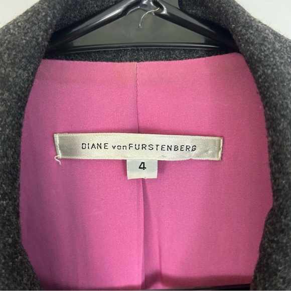 Diane Von Furstenberg El Dorado Grey Button Up Wool Blend Pea Coat Jacket Size 4 - Picture 9 of 14
